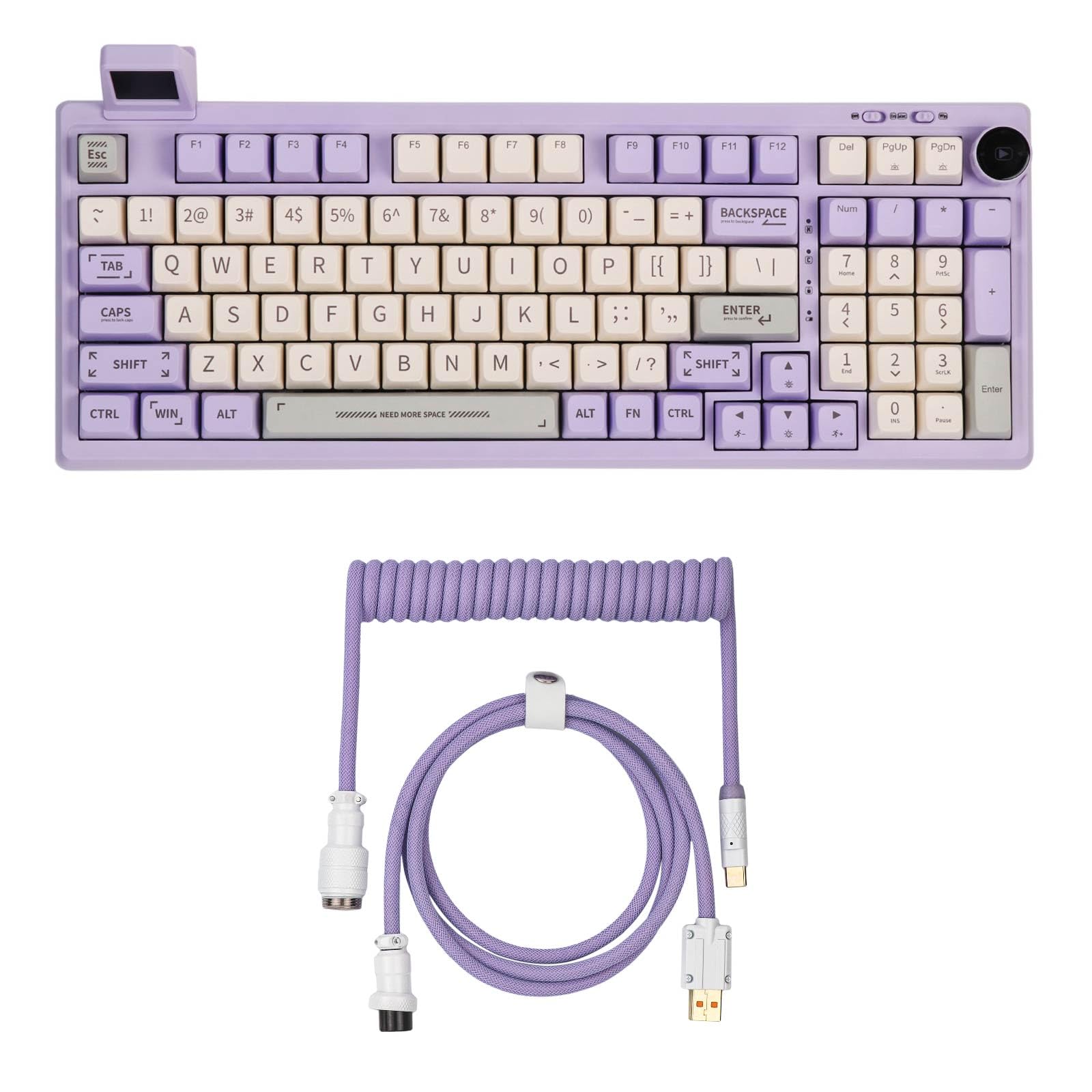 Amazon.com: EPOMAKER RT100 紫色機械遊戲鍵盤,附Mix PRO 線圈鍵盤線